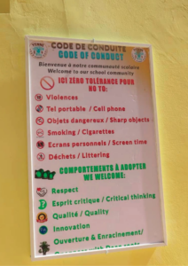 A sign with instructions on how to use the code of conduct.